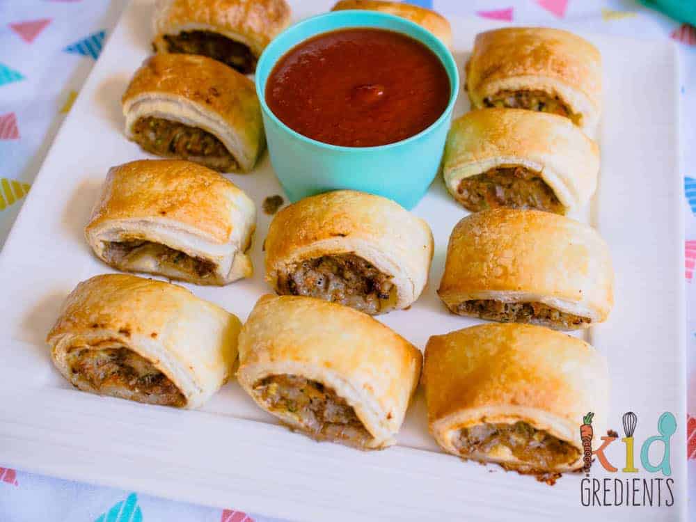 "Healthy" beef and veggie sausage rolls