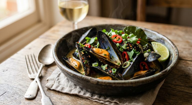 Moules marinière with lemongrass and chilli