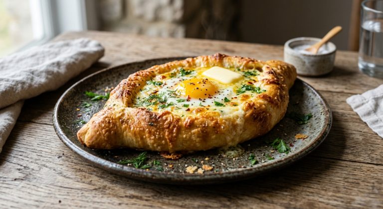 Adjaruli khachapuri (Georgian bread)
