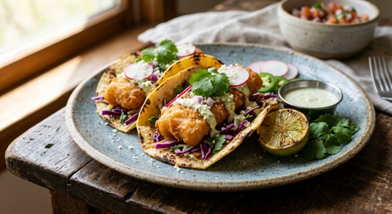 Crunchy fish tacos
