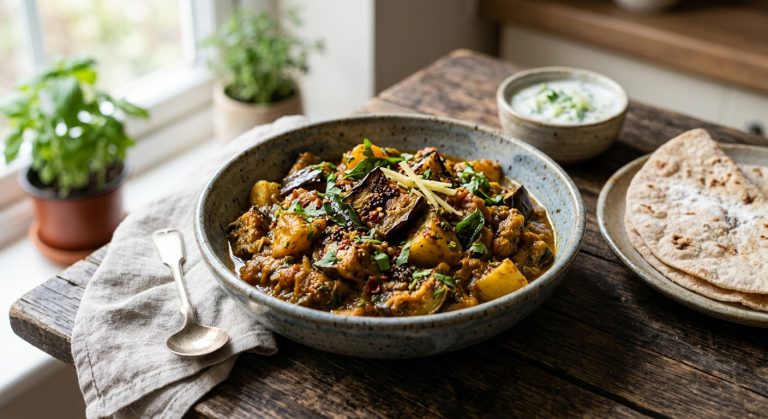 Aloo baingun (veggie potato and aubergine curry)