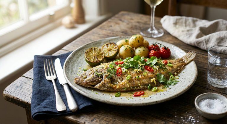 Dover sole with lime and ginger