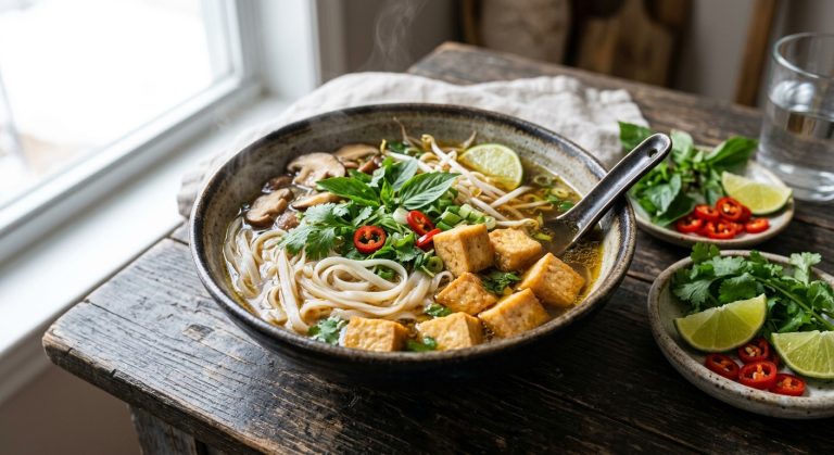 Easy vegetarian pho with tofu
