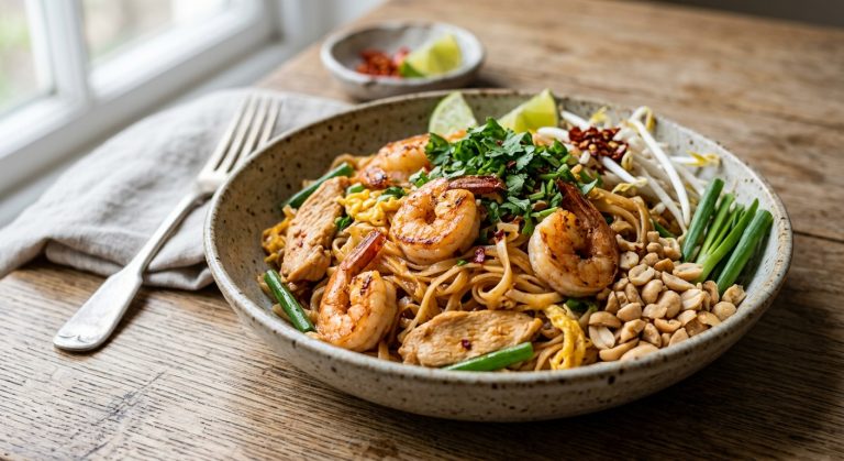 Chicken and prawn pad Thai