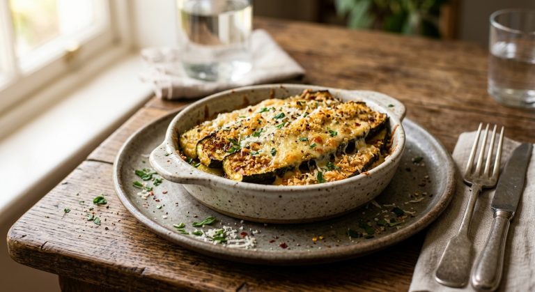 Baked courgette with parmesan