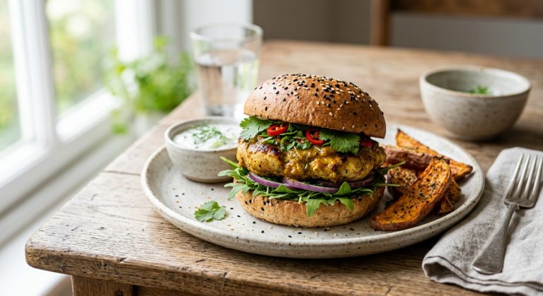 Chicken curry burger