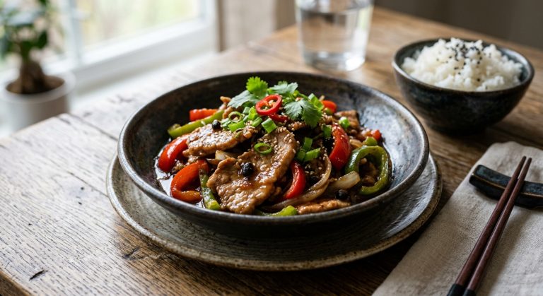 Pork in black bean sauce