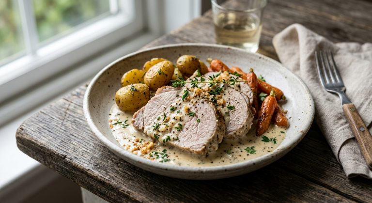 Pork loin cooked in milk
