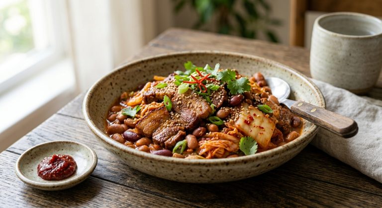 Pork, beans and kimchi with ssamjang