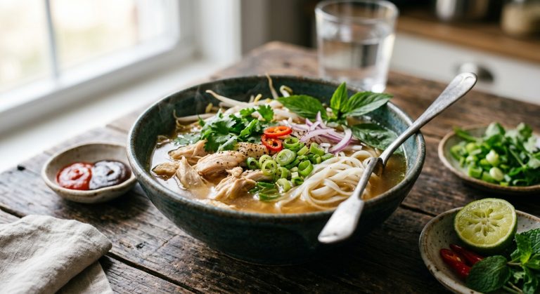 Fragrant chicken noodle soup