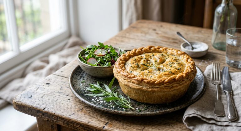 Chicken, leek and tarragon pie