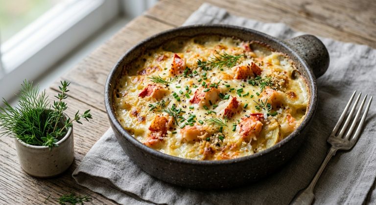 Potato, Comté and lobster gratin