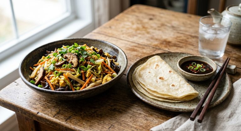 Mu shu vegetables with Chinese pancakes