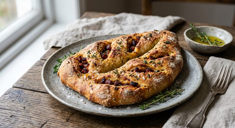 Chorizo and thyme fougasse 