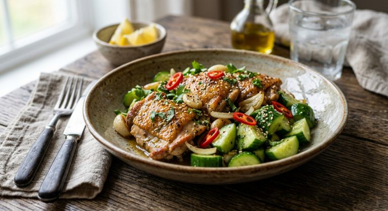 Garlic chicken with cucumber