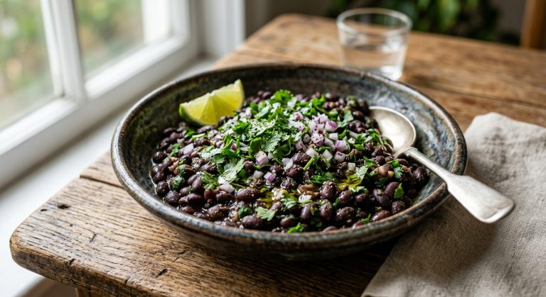 Herby black beans