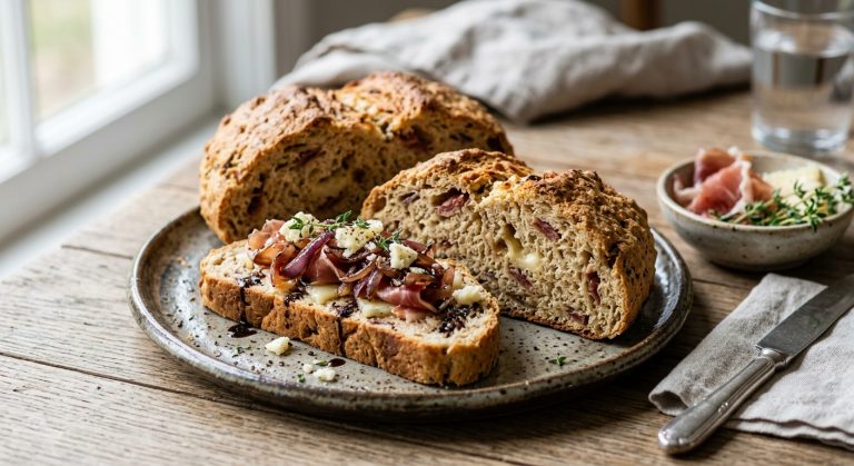 Prosciutto, Manchego and balsamic onion soda breads
