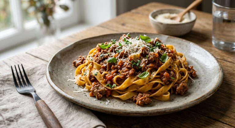 Bolognese ragù with tagliatelle
