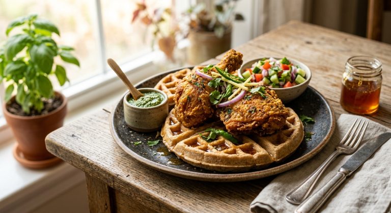 Punjabi fried chicken and waffles