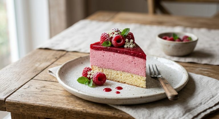 Raspberry genoise mousse cake