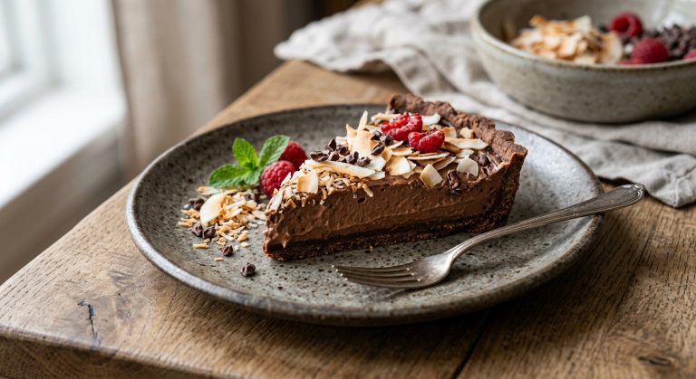 Coconut tart with chocolate mousse