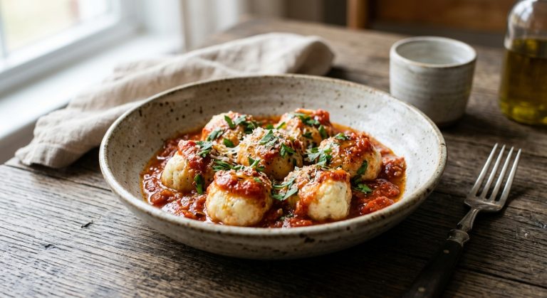Gnudi with arrabiata sauce