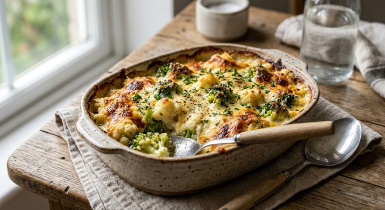 Broccoli and cauliflower cheese bake