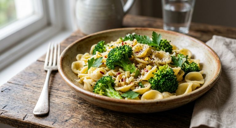 Broccoli pasta with chilli and garlic