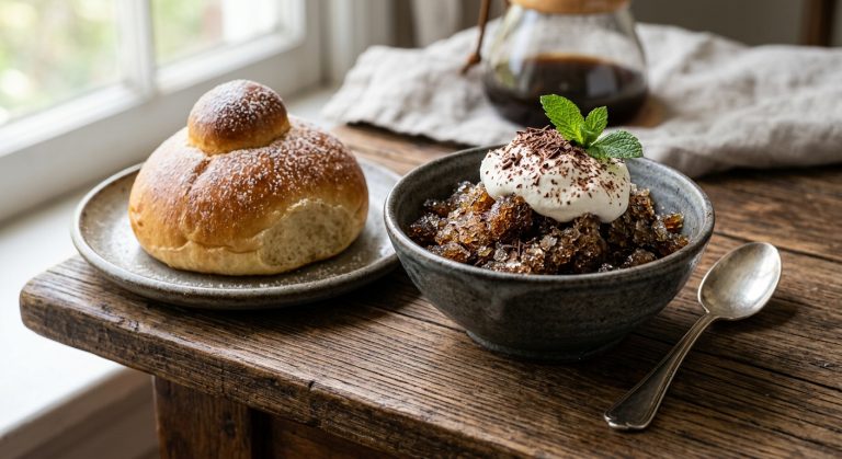 Coffee granita with brioche buns