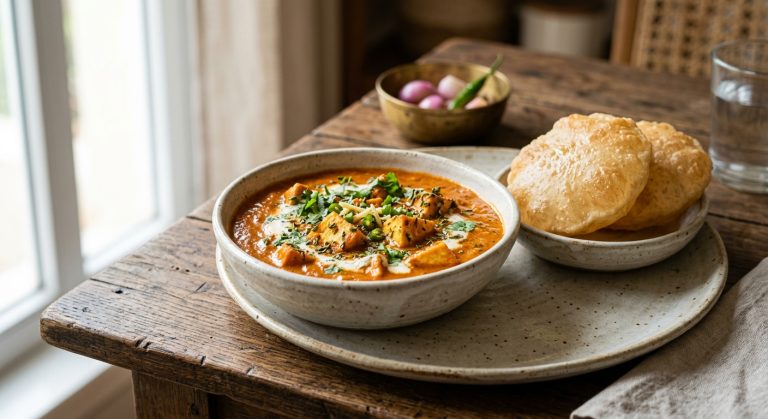 Paneer butter masala and puris