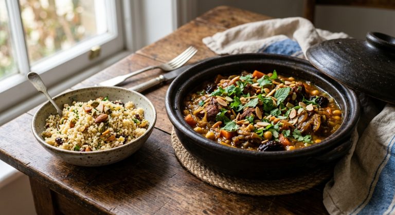 Goat tagine with toasted nut couscous