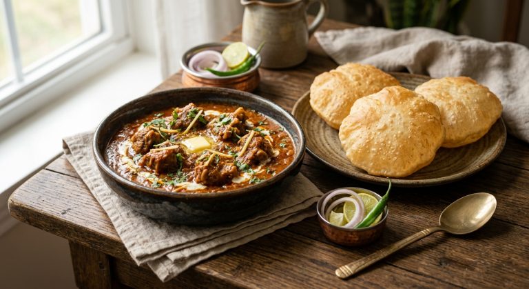 Butter mutton with puri