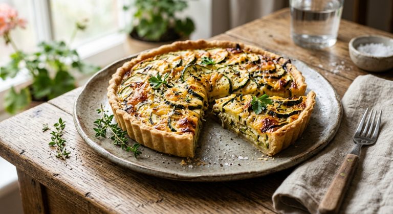 Courgette and cheddar tart