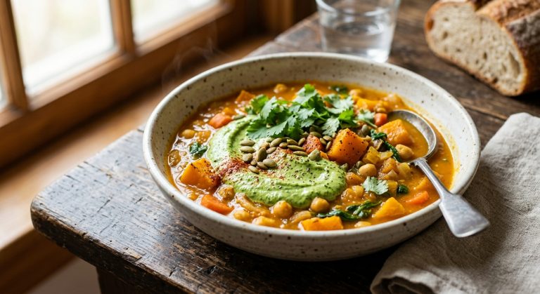 Butternut squash stew with coriander rouille