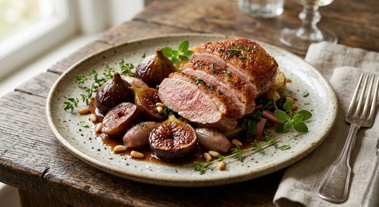 Roast duck with Provencal black figs