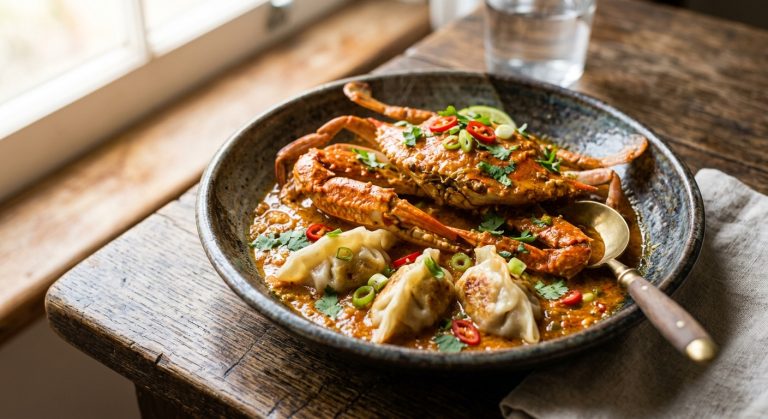 Crab curry and dumplings