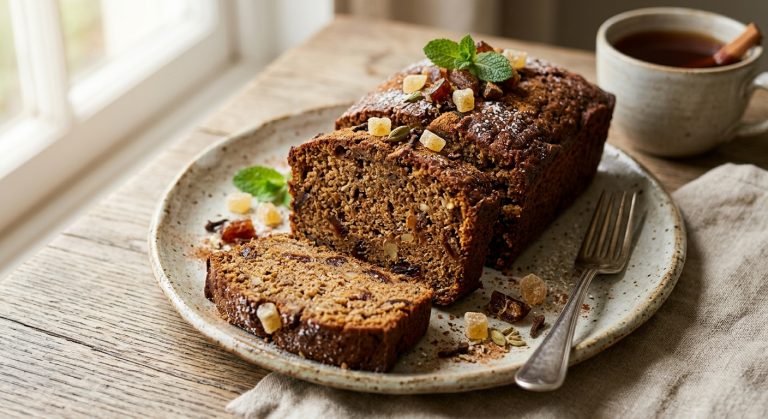 Chai-spiced ginger and date tea loaf