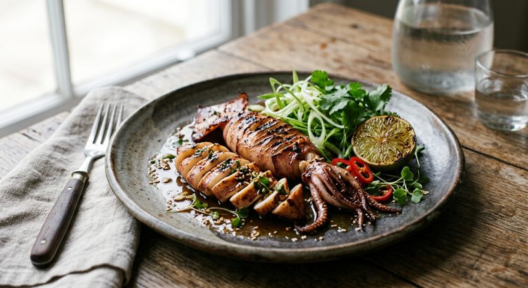 Griddled squid with soy and citrus dressing