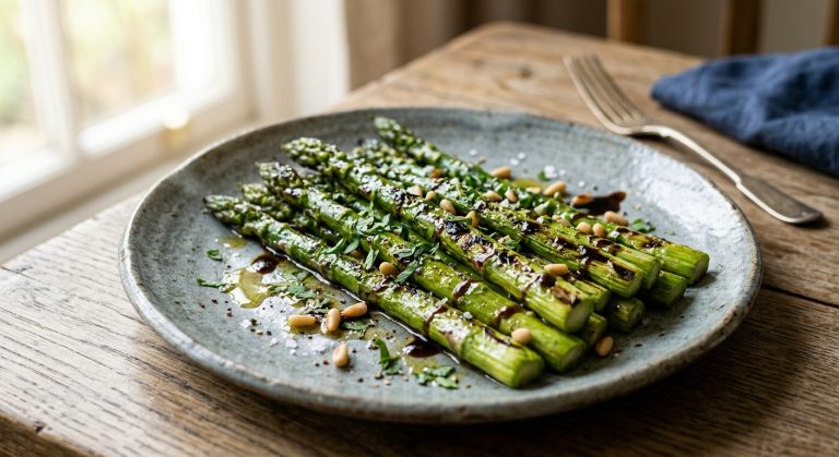 Chargrilled asparagus with olive oil and balsamic vinegar