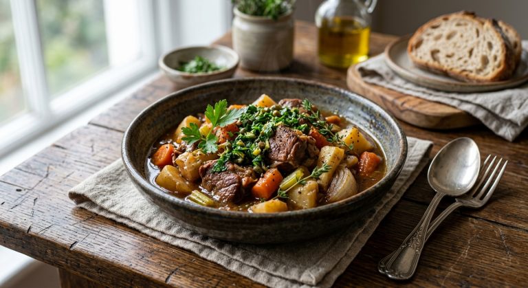 Lamb stew with salsa verde