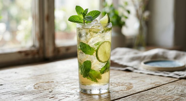 Iced green tea with mint