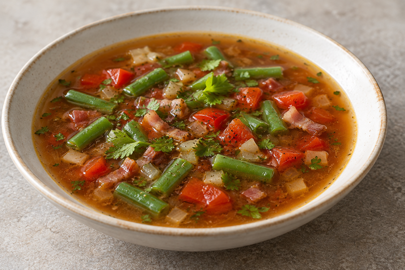Minestrone with Bacon and Green Beans