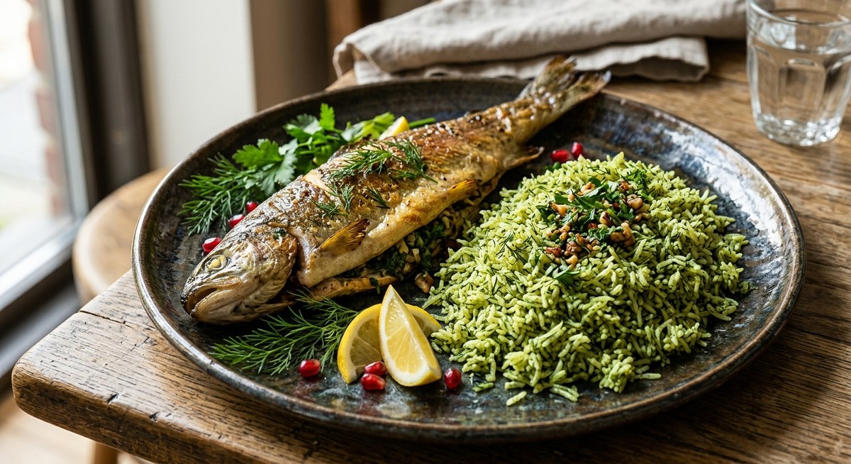 Shevid Polo da Mahi Shekam Por - Narges' Dish