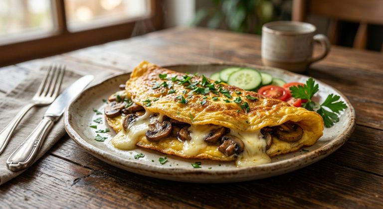 Mushroom and cheese omelette