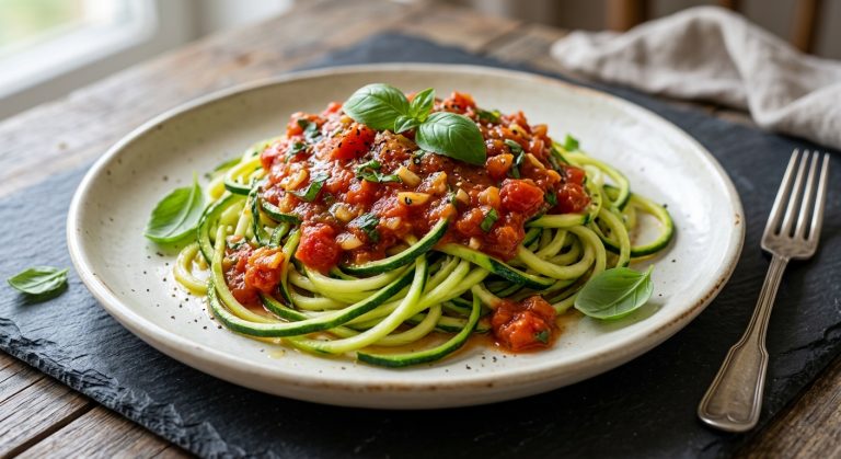 Zucchini noodles with tomato sauce