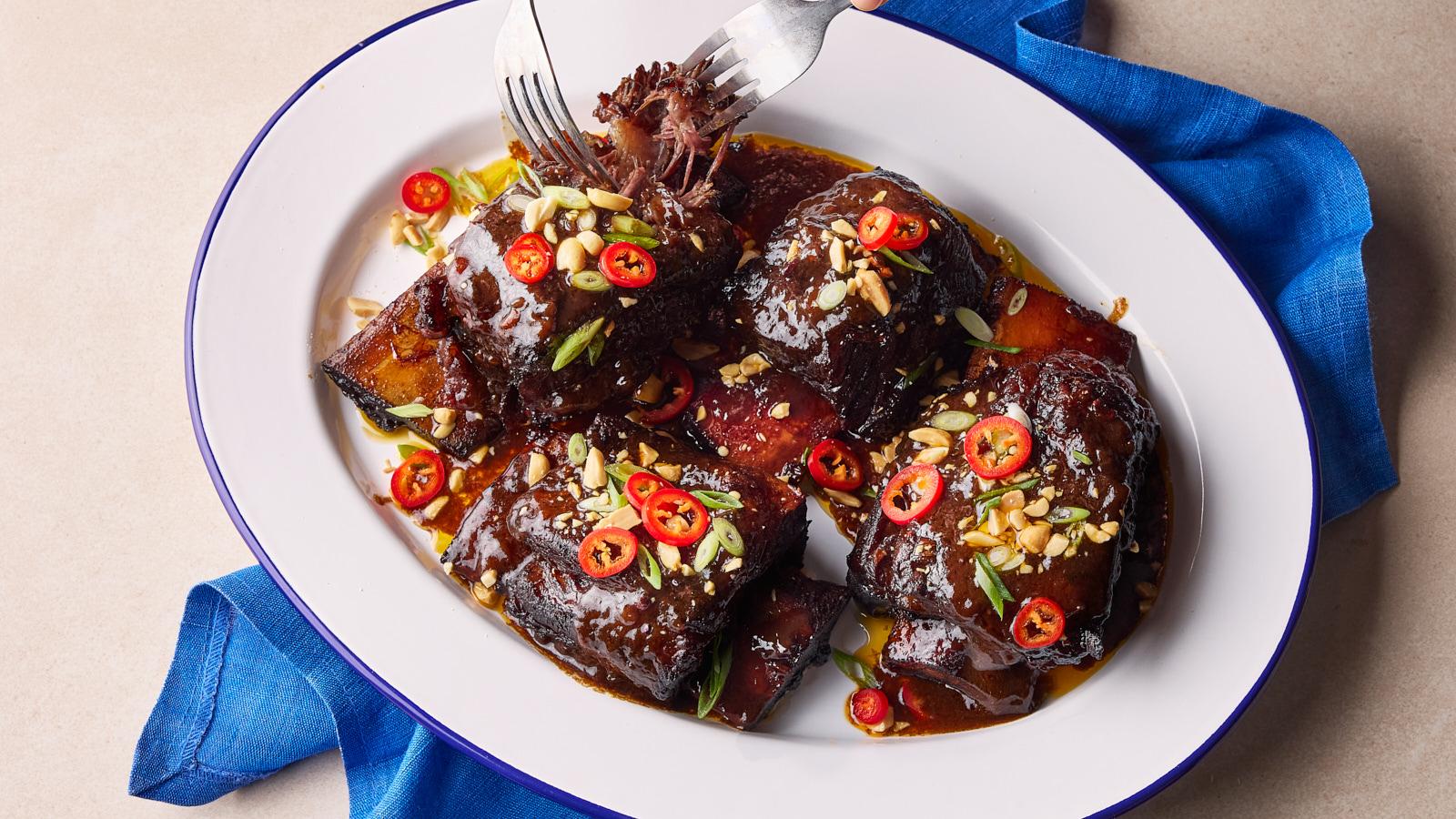 Aromatic braised beef short ribs