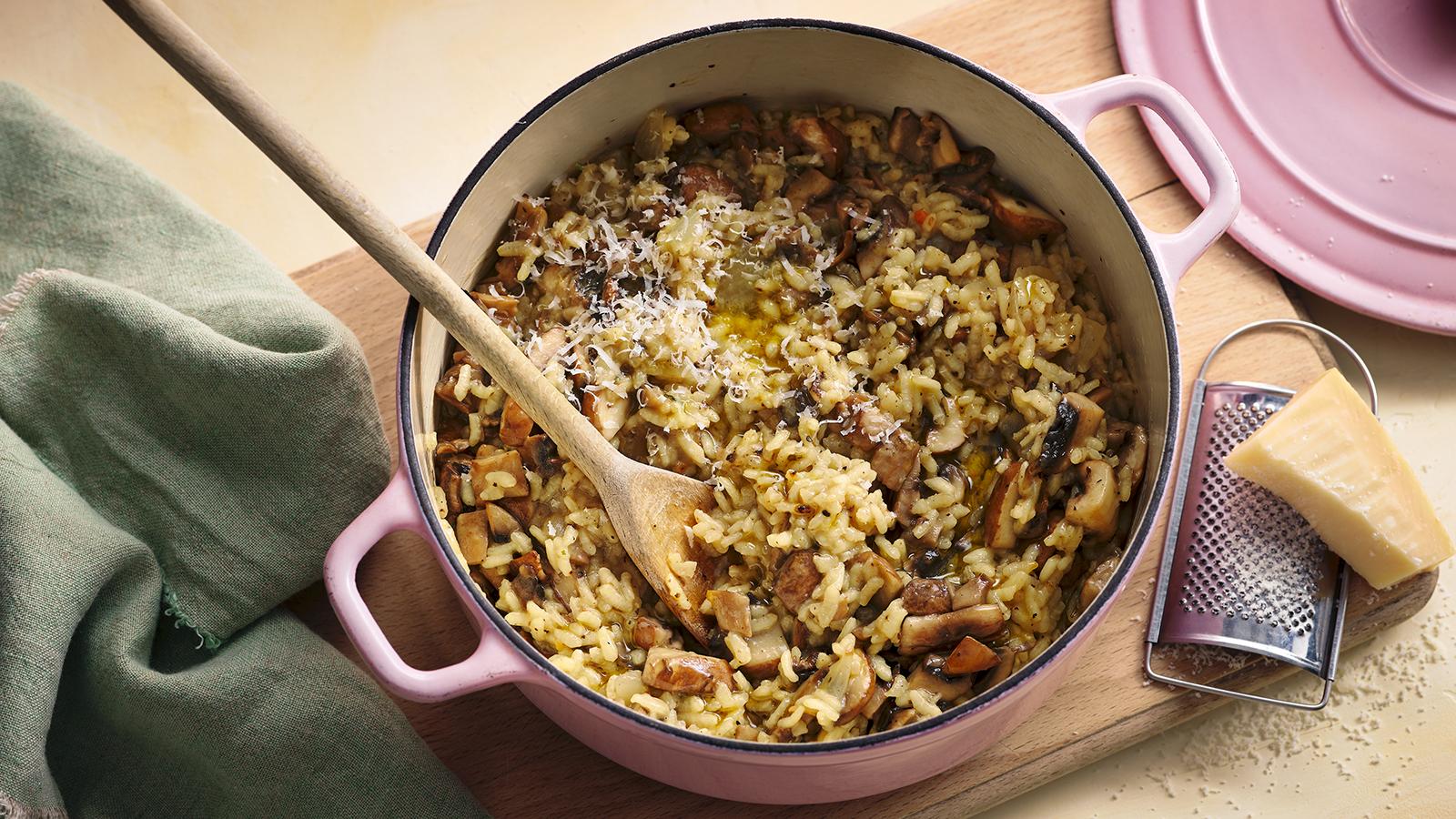 Baked mushroom risotto