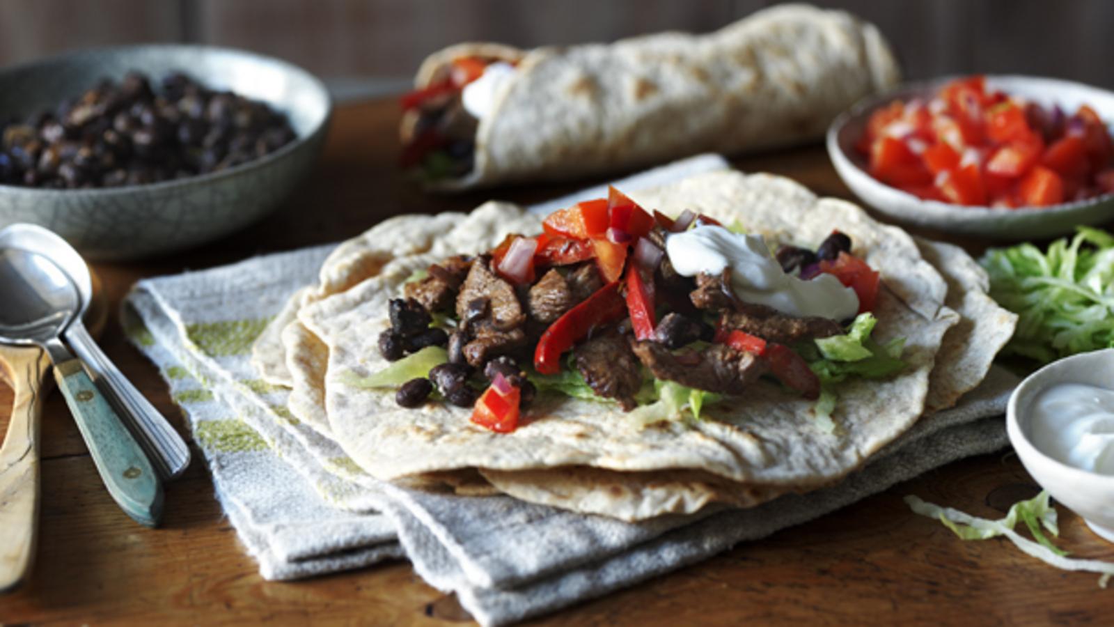 Beef and bean burrito