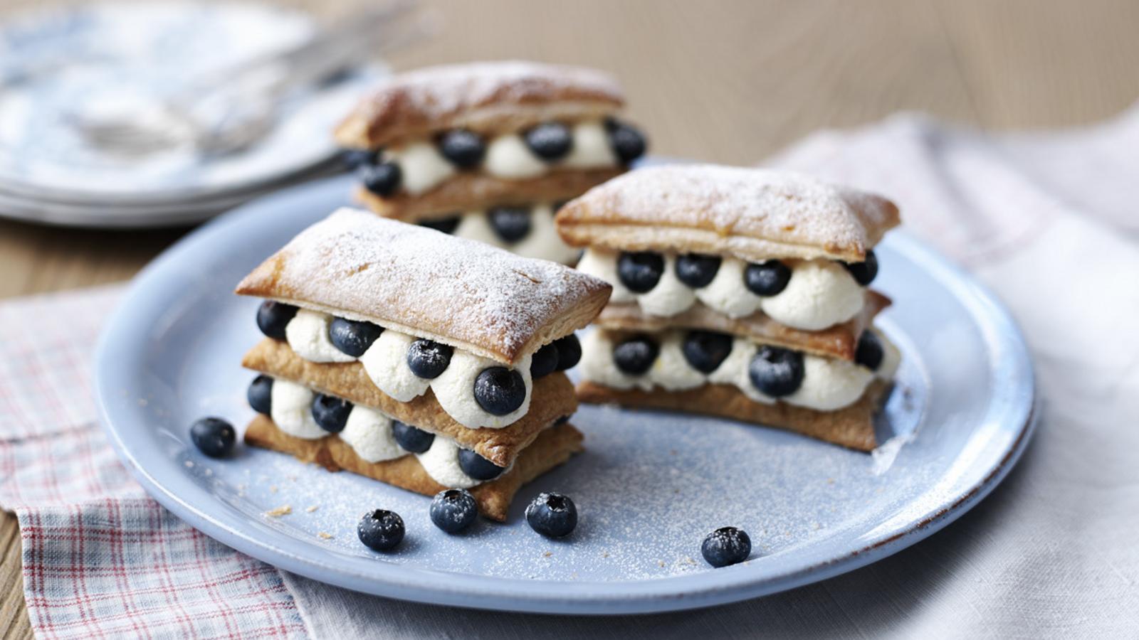 Blueberry and lemon millefeuille