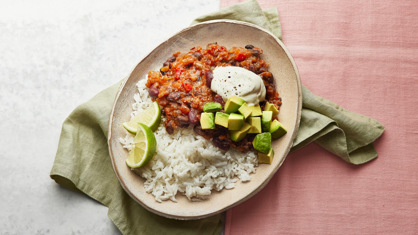 Burnt aubergine chilli bowl